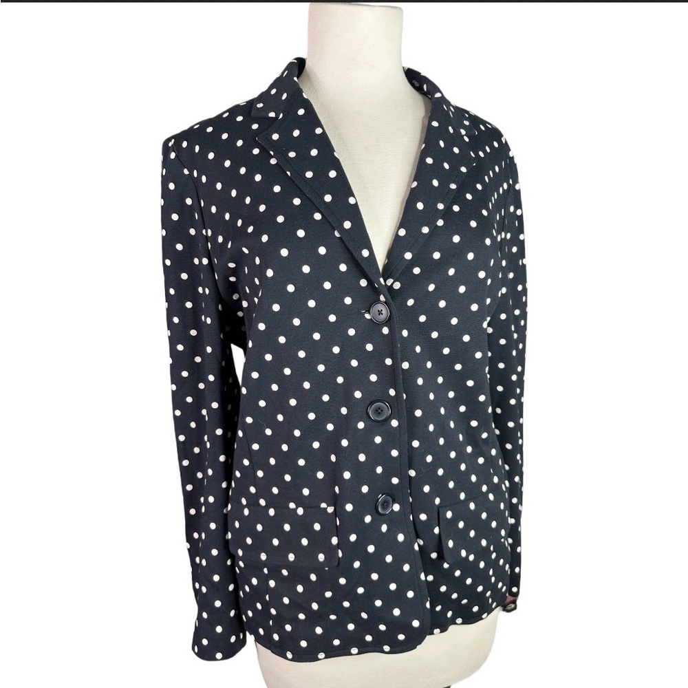 Talbot’s Factory Career Black White Polka Dots Stretchy Pocket Blazer XL